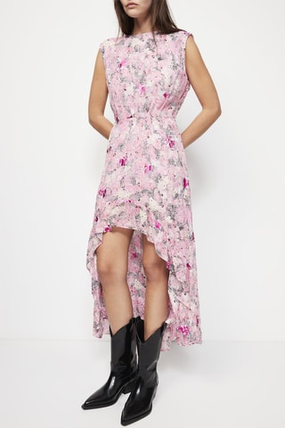 Robe asymétrique - Rose et écru