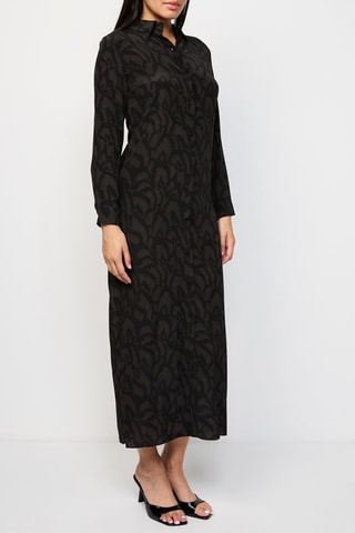 Robe longue en soie - Kaki et noir