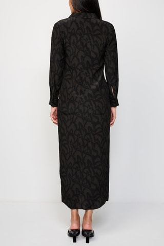 Robe longue en soie - Kaki et noir