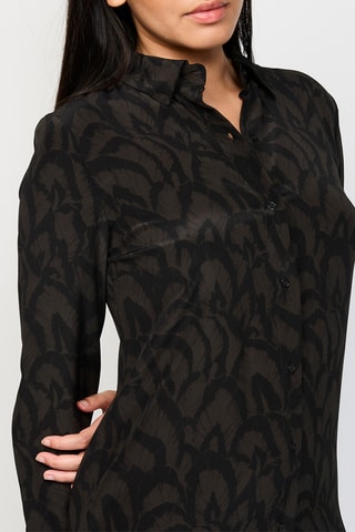 Robe longue en soie - Kaki et noir