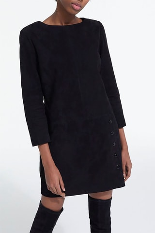 Robe droite en cuir de chèvre - Noir