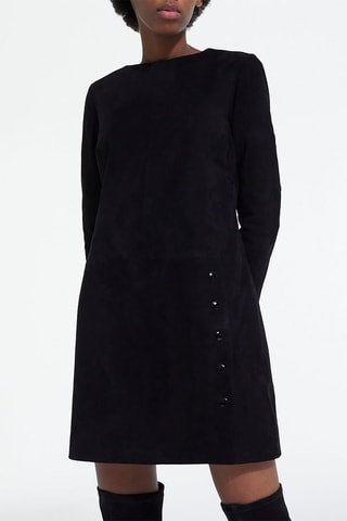 Robe droite en cuir de chèvre - Noir