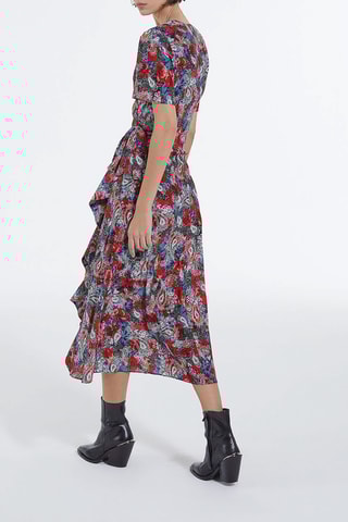 Robe portefeuille en soie - Noir et rouge