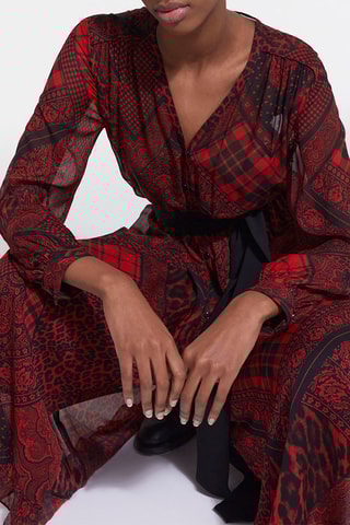 Robe chemise - Rouge et noir