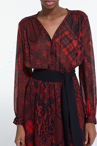 Robe chemise - Rouge et noir