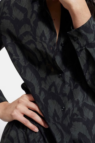 Robe chemise en soie - Kaki