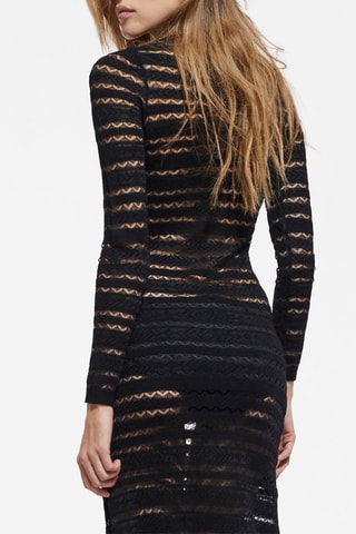 Robe longue en dentelle et laine - Noir