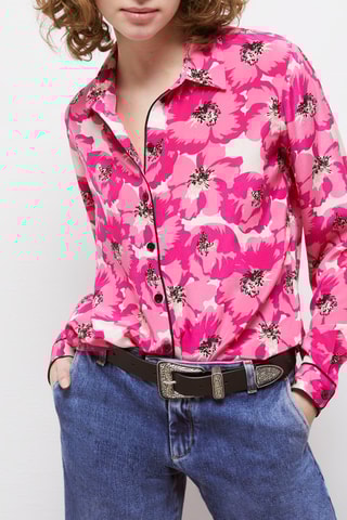 Chemisier en soie - Blanc et rose