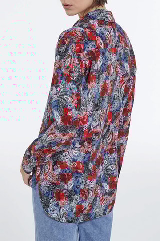 Chemisier en soie - Rouge et bleu marine