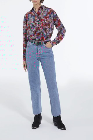 Chemisier en soie - Rouge et bleu marine