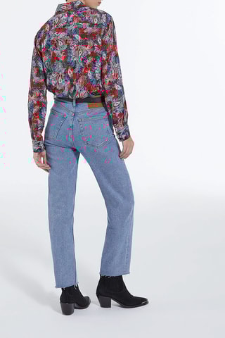 Chemisier en soie - Rouge et bleu marine