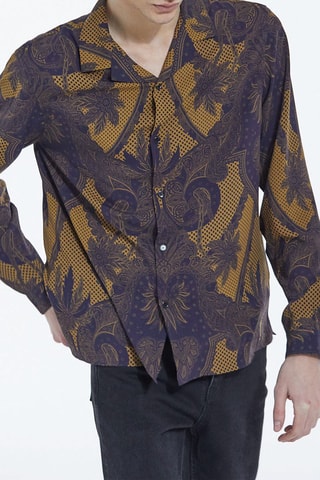 Chemise Moutarde et bleu marine