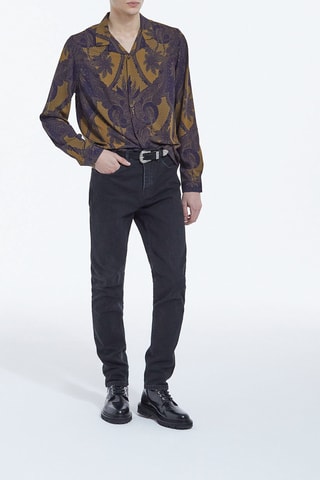 Chemise Moutarde et bleu marine