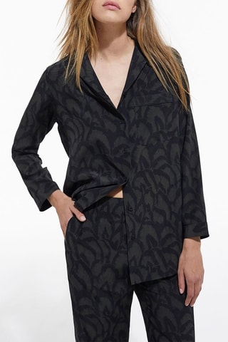 Chemise en soie - Noir et kaki