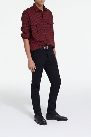 Chemise en laine Noir et bordeaux