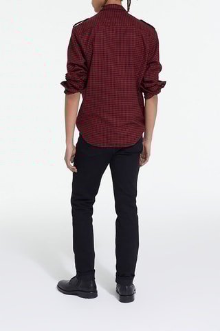 Chemise en laine Noir et bordeaux