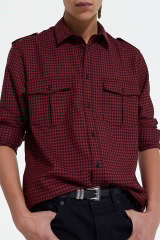 Chemise en laine Noir et bordeaux