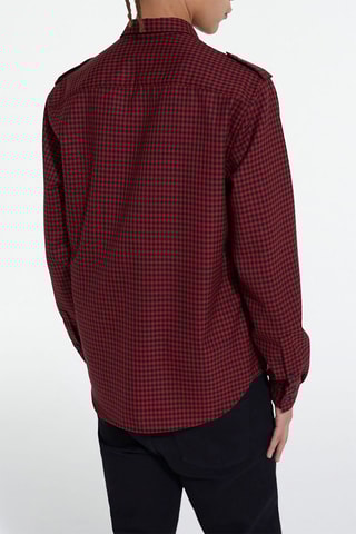 Chemise en laine Noir et bordeaux