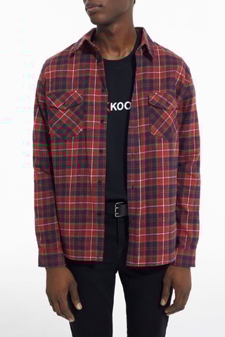 Chemise regular Rouge et bleu marine