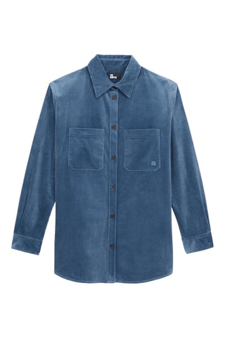 Chemise en velours - Bleu pétrole