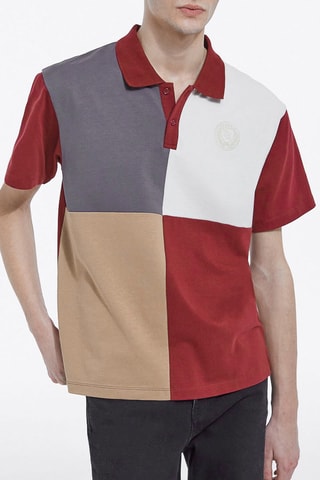 Polo Bordeaux et blanc