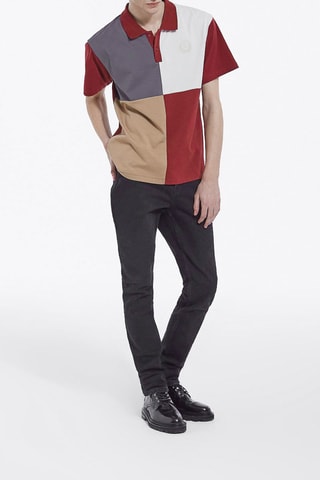 Polo Bordeaux et blanc