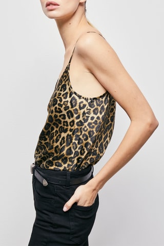 Caraco en soie - Beige et noir