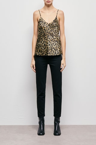 Caraco en soie - Beige et noir