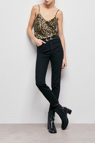 Caraco en soie - Beige et noir