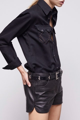 Short en cuir d’agneau - Noir