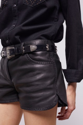 Short en cuir d’agneau - Noir