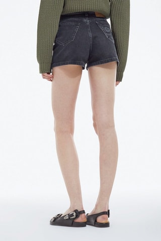 Short en jean taille haute - Noir