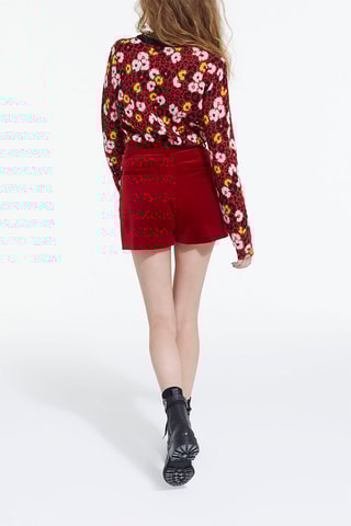 Short en velours taille haute - Rouge