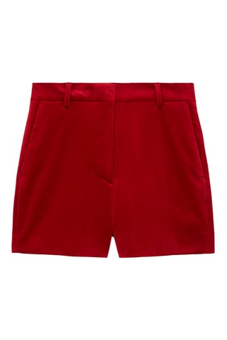 Short en velours taille haute - Rouge