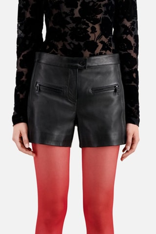 Short en cuir d'agneau - Noir