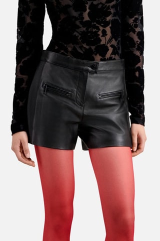 Short en cuir d'agneau - Noir