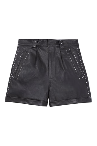 Short en cuir de mouton - Noir