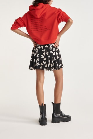 Jupe patineuse en soie taille haute - Noir