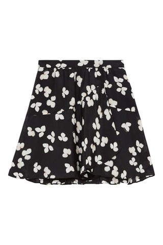 Jupe patineuse en soie taille haute - Noir