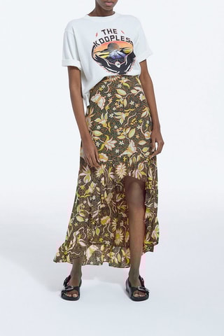 Jupe asymétrique taille haute - Kaki