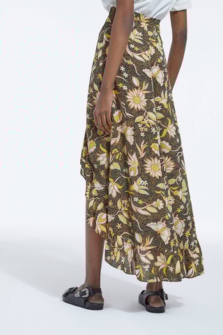 Jupe asymétrique taille haute - Kaki