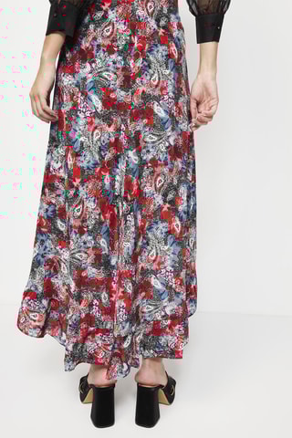 Jupe asymétrique en soie taille haute - Rouge