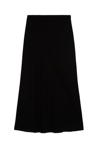 Jupe midi en velours taille haute - Noir