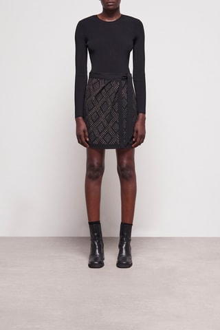 Jupe portefeuille taille haute - Noir