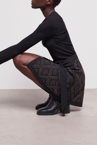 Jupe portefeuille taille haute - Noir