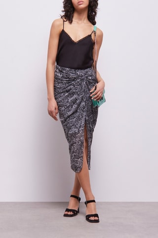 Jupe midi en soie - Noir