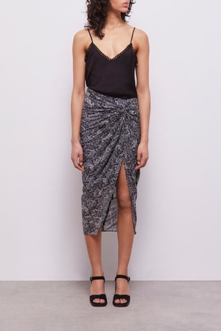 Jupe midi en soie - Noir