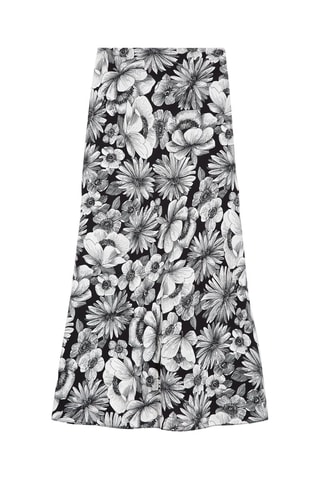 Jupe midi taille haute en soie - Noir et blanc