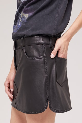 Minijupe en cuir d’agneau - Noir