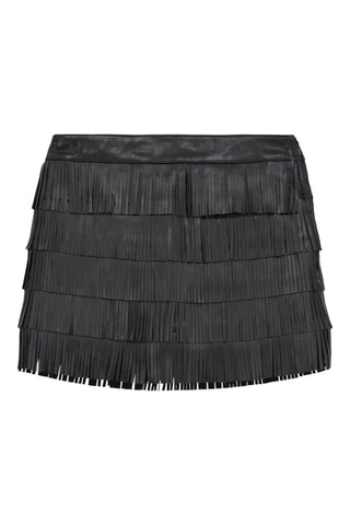 Minijupe taille haute en cuir d’agneau - Noir